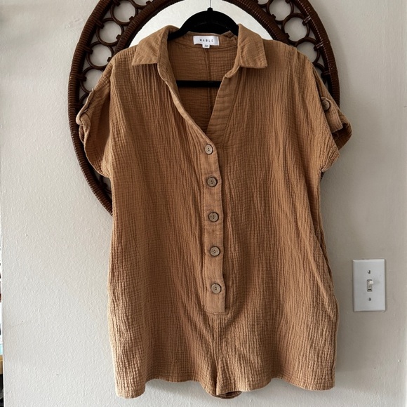 Mable cotton gauzy tan romper size small - Picture 1 of 7